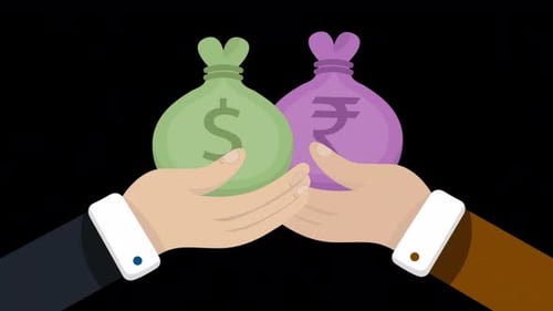 Businessman Hands In Business Suits Holding Bags Of Money 4K On Alpha Channel