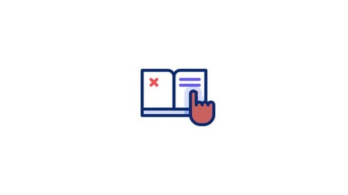 Animated Flat Icon of Book with Cursor and Checklist