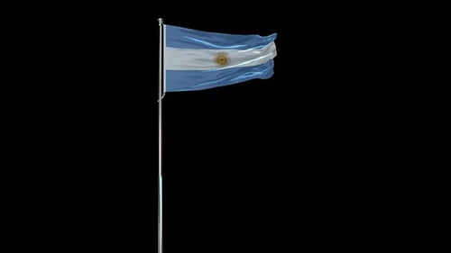 Realistic Waving Argentina Flag On Pole