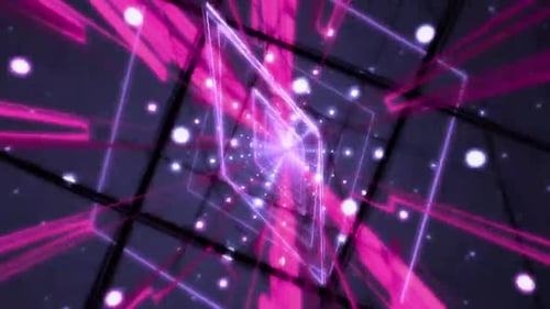 Pink Purple Neon Light Tunnel Abstract