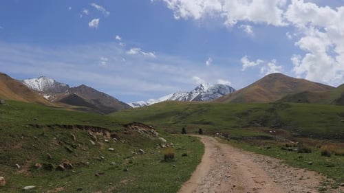 The Road Among The Mountain Landscapes