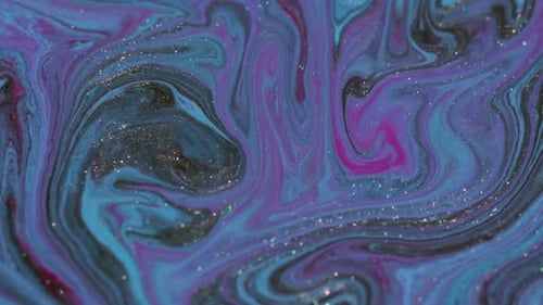 Abstract Fluid Art Swirls with Glittering Metallic Accents