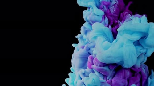 Mesmerizing Blue and Purple Ink Swirl on Black