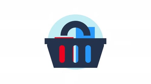 Flat Design Animated Shopping Basket Icon