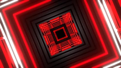 Red And White Square Strobe Light Tunnel Background Vj Loop In HD