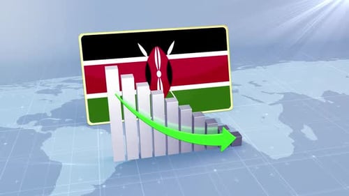 Kenya Economic Decline Bar Chart Graph Downward Green Arrow