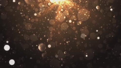 Fond d'animation de particules dorées scintillantes et brillantes. éclair