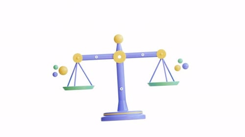 3d animation Balance scale. Alpha Channel.