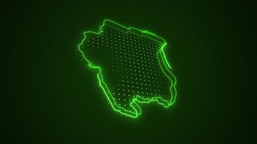 Neon Glowing Digital Map Outline Reveal
