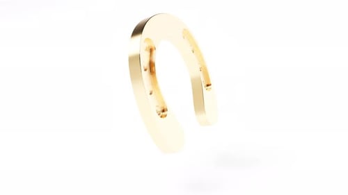 Modern 3D Rotating Golden Horseshoe Charm Loop
