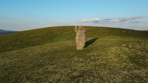 Aerial Weathered Stone Pillars on the Manpupuner Plateau