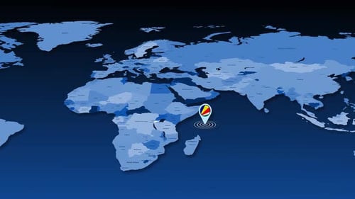Seychelles Location Tracking Animation On Earth Map