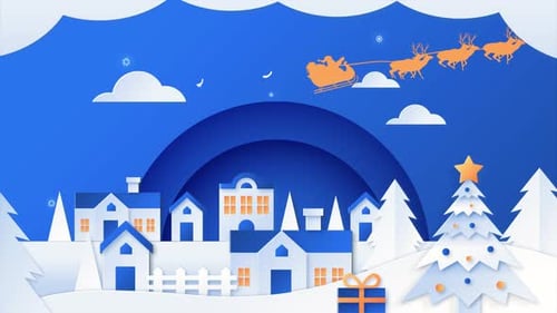Christmas Winter Village Scene Logo Reveal Animation