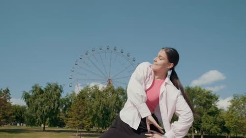 Girl Dancer Dancing Energetic Dance on the Street in Urban Atmosphere