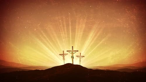 Calvary Crosses with Radiant Light for Religious Events