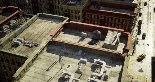 Urban Rooftop View Showcasing Buildings and Infrastructure on a Sunny Day