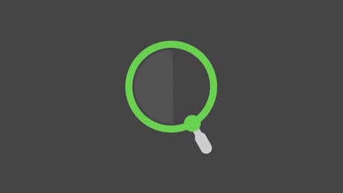 Flat Design Magnifying Glass Icon Reveal Animation