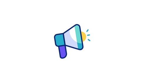 Animated Flat Design Megaphone Icon for Announcements