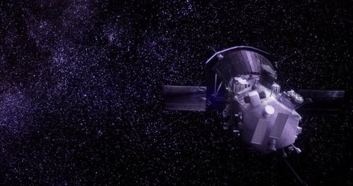 Futuristic Spacecraft Navigating Star-Filled Deep Space
