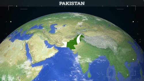 Pakistan Map From Earth With Flag