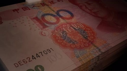 Chinese Yuan Banknotes Counting Financial Animation