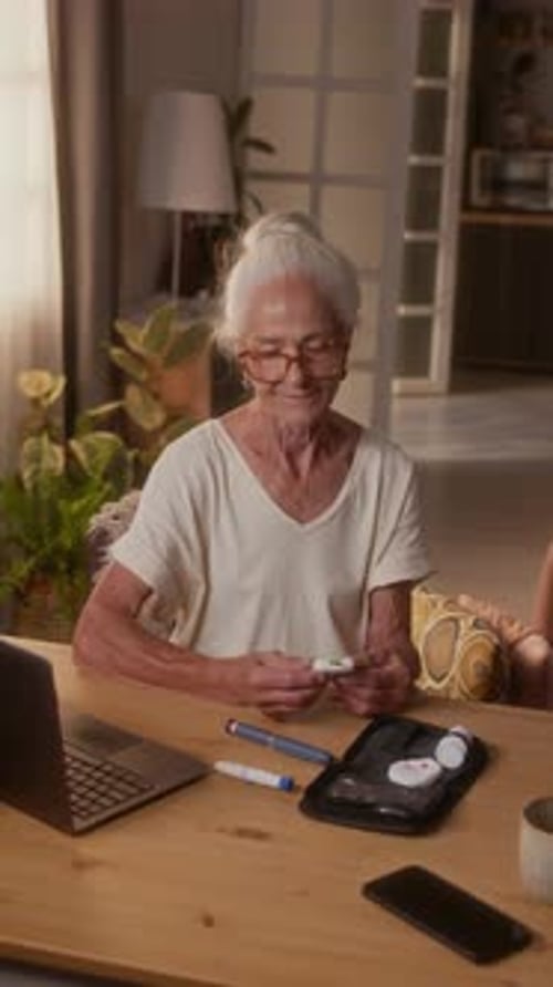 Senior Woman Managing Health Condition at Home