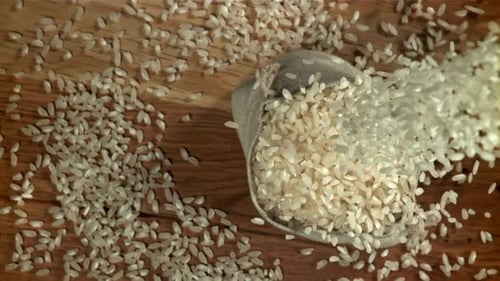 The Rice Falls Into the Bag Filmed on a Highspeed Camera at 1000 Fps
