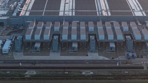 Aerial view of a hyperscale data center with solar panels, Groningen