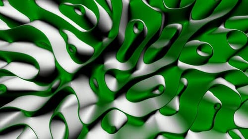 Background with Green and White Plasma Waves, Reflection, Unique Design, 3D Render, Exclusive