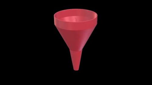 Rotating Red Plastic Funnel 3D Animation