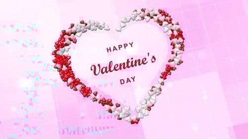 Modern 3D Hearts Forming Happy Valentine's Day Title
