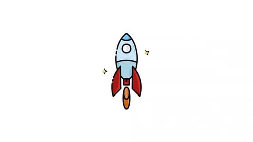 Animated Sketch Rocket Launch with Drawing Lines