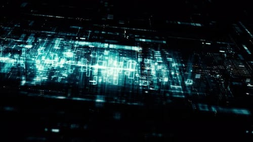 Futuristischer Hintergrund zur Datenmatrix-Simulation auf dem Bildschirm 04