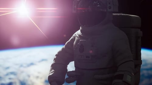 Astronauta en el espacio exterior sobre el planeta Tierra