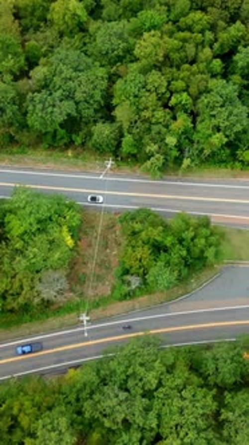 Aerial Scenic View of the Lush Mohawk Trail Road in Berkshires, Massachusetts