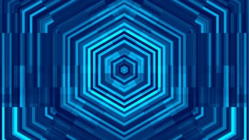 Glowing Blue Hexagon Tunnel Loop Background