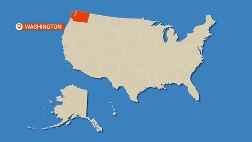 Animated Flat Design US Map Reveal with Highlighted State