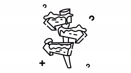 Winter Signpost Crossroads Animated Line Icon