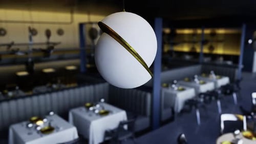 Pendant Light Stands Out Against Soft Blurred Restaurant Background