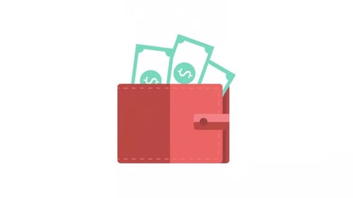 Animated Wallet Receiving Money Flat Design Icon