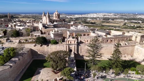 Drone shot of Mdina city, Malta