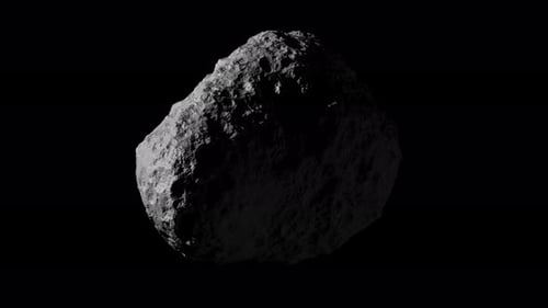 Looping 3D animation of a space asteroid rotation. File with Alpha Channel.