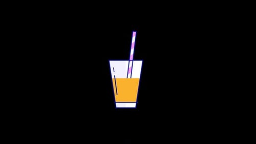 Flat Design Animation of a Juice Glass with Straw
