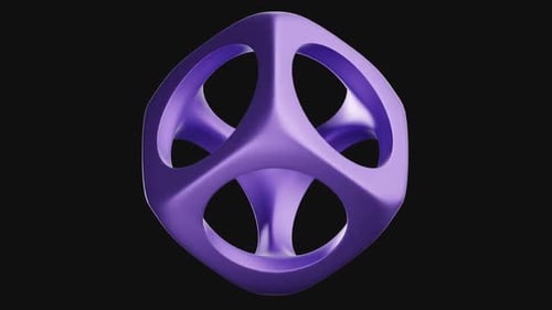3D Abstract Purple Geometric Cube Rotating Animation