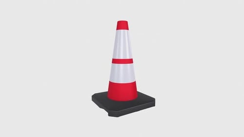 Rotation des Verkehrskegels in Schleife auf weißem Hintergrund
