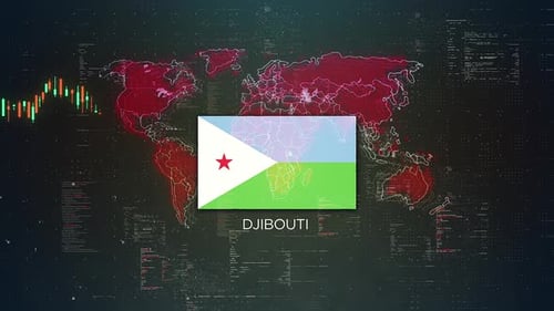 Djibouti Stock Market Chart Background With Flag