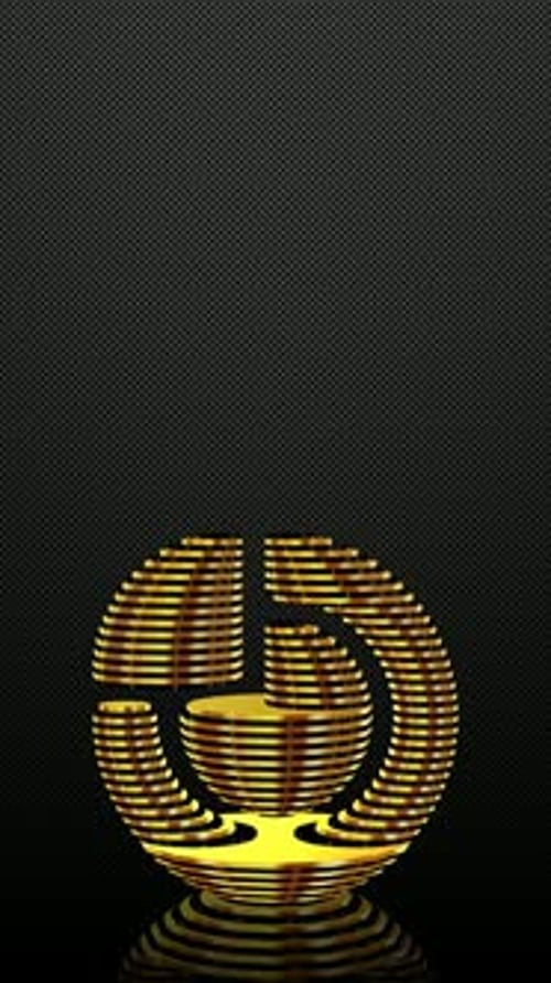 Vertical Background, Black and Gold Figure, Unique Design, 3D Render, Shape, Mirror, Exclusive