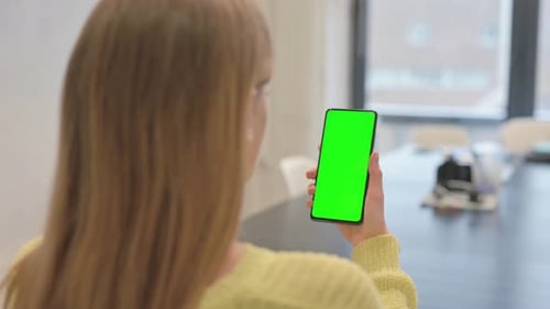 Woman Using Phone with Green Screen Chroma Key