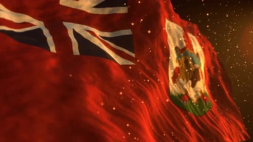 Waving National Flag with Glowing Particles