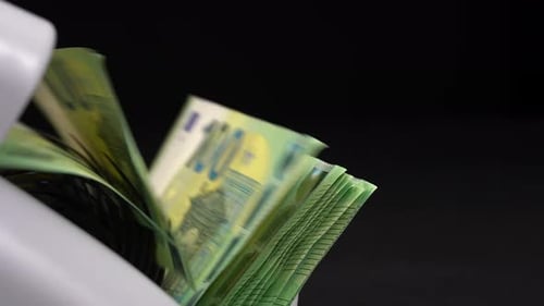 Euro Currency Counter Counts Hundred Euro Bills